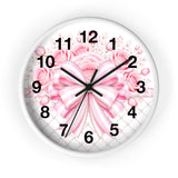 Candy Stripe Pink Couture Bow - Wall Clock
