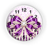 Purple Leopard Bow Couture - Wall Clock