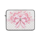 Candy Stripe Pink Couture Bow - Laptop Sleeve