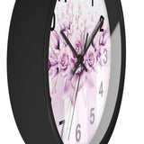 Wall Clock - Lavender Ribbons & Roses - Glam Watercolor Floral Stripes