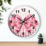 Pink Leopard Bow Couture - Wall Clock