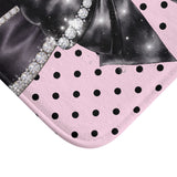 Black Satin Diamond Bow - Pink Polka Dots - Bath Mat
