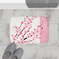 Bath Mat-Pink Floral Blossoms-White & Pink