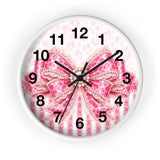 Pink Leopard Bow Couture - Wall Clock