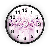 Wall Clock - Lavender Ribbons & Roses - Glam Watercolor Floral Stripes