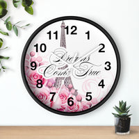 Wall Clock - Dreams Come True - Paris Dreams - Pink