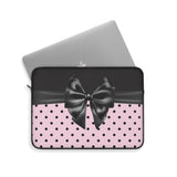 Laptop Sleeve-Glam Black Bow-Soft Pink-Black Polka Dots