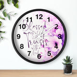 Purple Flower Bouquet - Blessed is the One - Wall Clock (Faith)