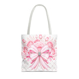 Candy Stripe Pink Couture Bow - Tote Bag