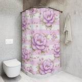 Lilac Sugar Blossom Stripes - Shower Curtains