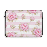 Pink Sugar Blossom Stripes - Laptop Sleeve