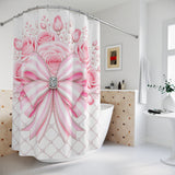 Candy Stripe Pink Couture Bow - Shower Curtains