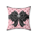 Obsidian Black Bow in Princess Pink - Square Pillow