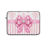 Princess Pink Damask Bow - Laptop Sleeve