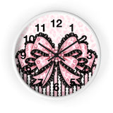 Ballet Pink Black Ruffle Leopard Bow Couture - Wall Clock