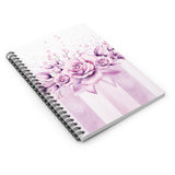 Spiral Notebook (Small) - Lavender Ribbons & Roses - Glam Watercolor Floral Stripes