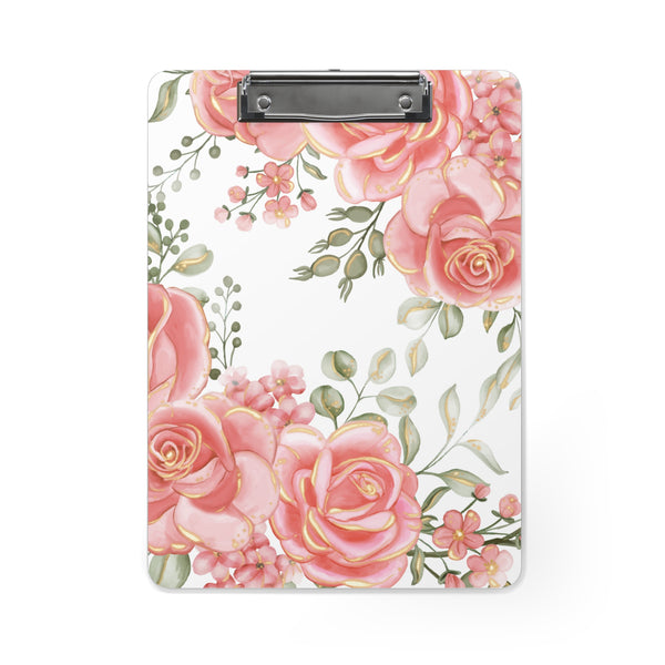 Clipboard-Luscious Pink Floral-Gold Trim