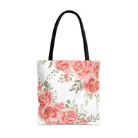 Tote Bag-Luscious Pink Floral-Gold Trim