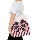 Black & Pink Ruffle Bow Couture | Pink Zebra Print - Tote Bag
