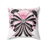 Pink Noir Couture Diamond Bow - Square Pillow