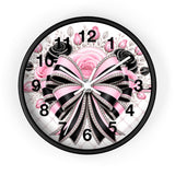 Pink Noir Couture Diamond Bow - Wall Clock