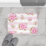 Blush Pink Garden Dream Stripes - Bath Mat