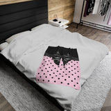 Velveteen Plush Blanket-Glam Black Bow-Soft Pink-Black Polka Dots