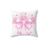 Pink Couture Diamond Bow - Square Pillow