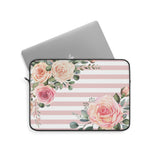 Laptop Sleeve-Pink Cream Floral Dream-Stripes