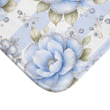 Powder Blue Sugar Blossom Stripes - Bath Mat