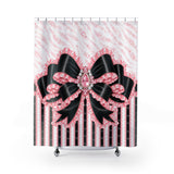 Black & Pink Ruffle Bow Couture | Pink Zebra Print - Shower Curtains