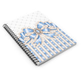 Celestial Blue Diamond | Damask Bow Couture - Spiral Notebook