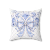 Duchess Blue Diamond Bow - Square Pillow