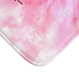 Bath Mat - Passion Pink Watercolor Plumeria - The Lord is my Refuge (Faith)