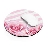 Mouse Pad - Pink Stripes - Floral Roses