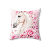 Blushing Rose Equestrian Horse - Square Pillow