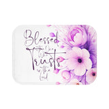 Purple Flower Bouquet - Blessed is the One - Bath Mat (Faith)