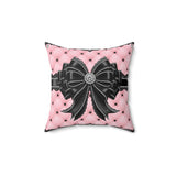 Obsidian Black Bow in Princess Pink - Square Pillow