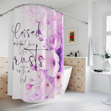 Purple Flower Bouquet - Blessed is the One - Shower Curtains (Faith)