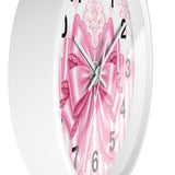 Princess Pink Damask Bow - Wall Clock