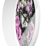 Wall Clock - Purple Midnight Roses - Perfume Bottle Black