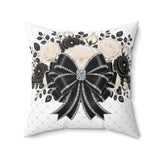 Ivory Noir Couture Diamond Bow - Square Pillow
