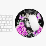Mouse Pad - Purple Midnight Roses - Perfume Bottle Black