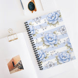 Powder Blue Sugar Blossom Stripes - Spiral Notebook
