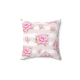 Pink Sugar Blossom Stripes - Square Pillow