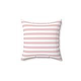 Square Pillow-Pink Cream Floral Dream-Stripes