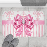 Princess Pink Damask Bow - Bath Mat
