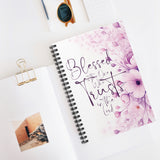 Purple Flower Bouquet - Blessed is the One - Spiral Notebook (Faith)