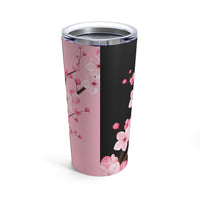Tumbler 20oz-Pink Floral Blossoms-Pink & Black