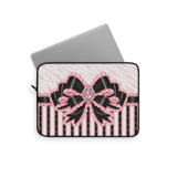Black & Pink Ruffle Bow Couture | Pink Zebra Print - Laptop Sleeve